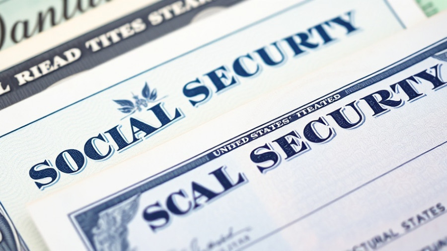 Social Security benefits in Muskegon: Close-up of checks.