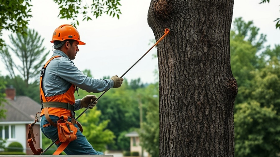 Arborist in Phoenix, AZ working on tree removal.