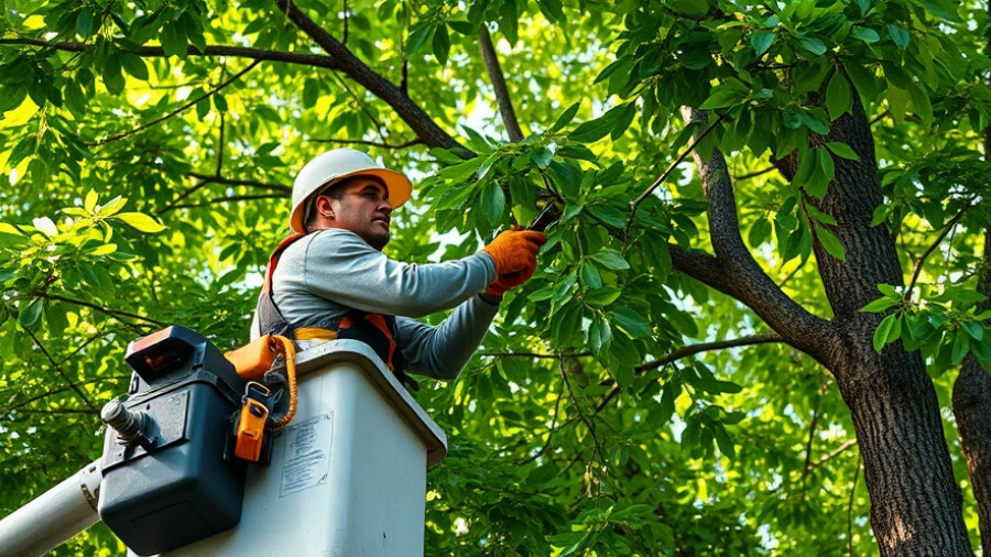 Tree Removal Phoenix AZ service by professional arborist in bucket.
