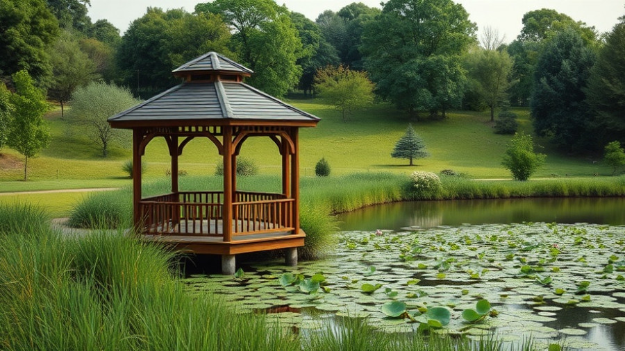 Serene gazebo by pond in Butler Township.