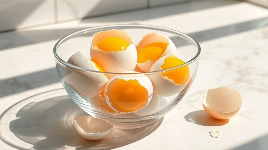 Cracked eggs in a sunlit bowl for protein-rich breakfast for seniors.