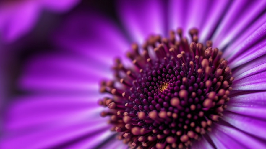 Macro view of a flower center with vibrant colors.