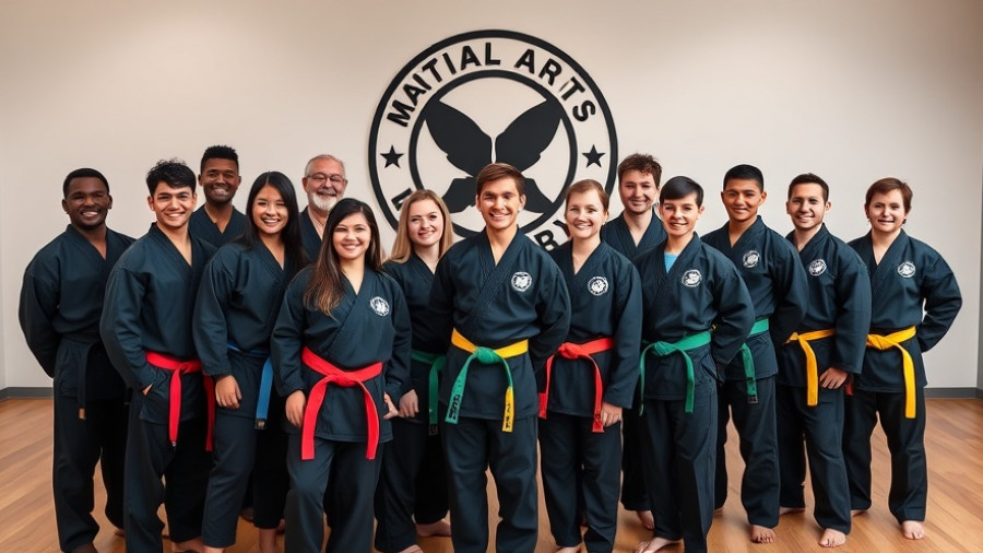 Martial arts students in black uniforms at Gurnee academy.