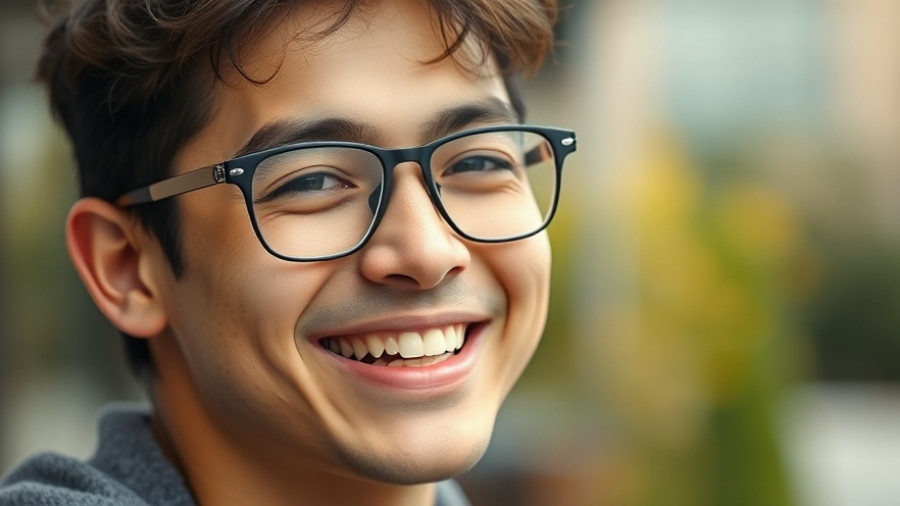 Smiling man wearing glasses, AI in healthcare Muskegon.