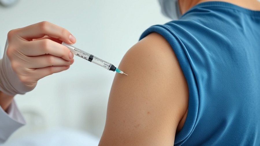 Close-up of vaccination being administered in a clinical setting.