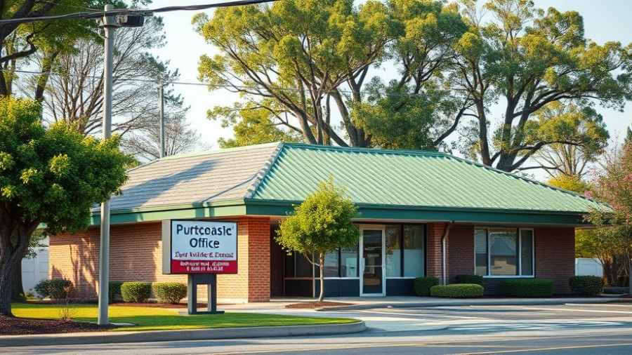 Suburban office building promoting insurance options for seniors in Muskegon