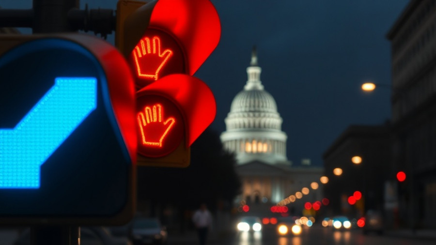U.S. Capitol dome with blurred traffic lights at night.