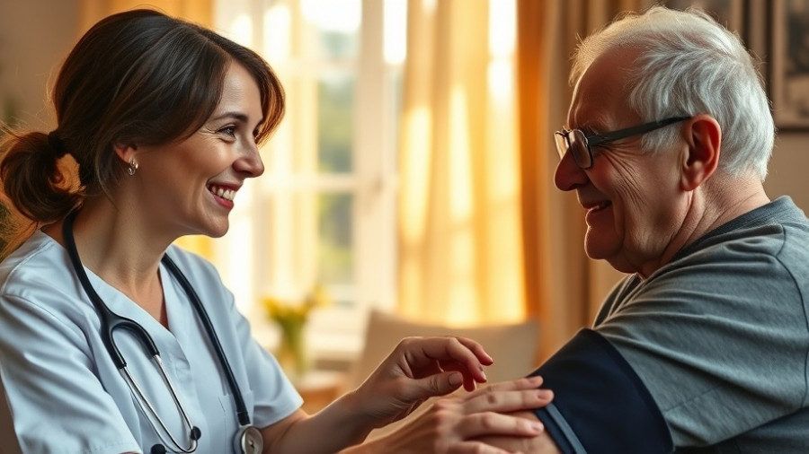 Nurse checking blood pressure of older man at home. How to protect your Medicare info.