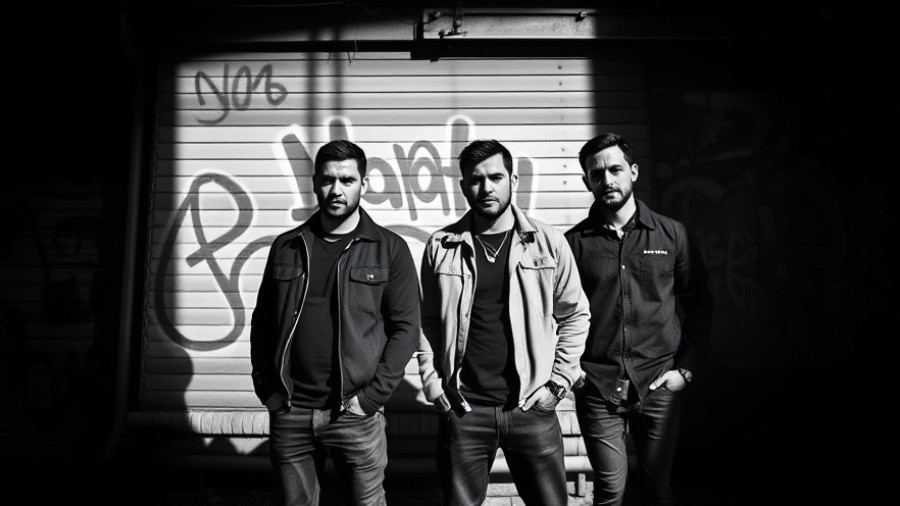 Time Under Tension Karate Steve band in monochrome, standing confidently.