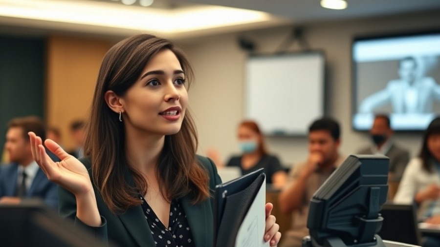 Seminar on property tax exemption for seniors, young woman presenter.