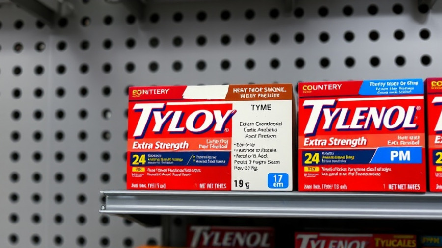 Close-up of Tylenol packages on a pharmacy shelf highlighting acetaminophen.