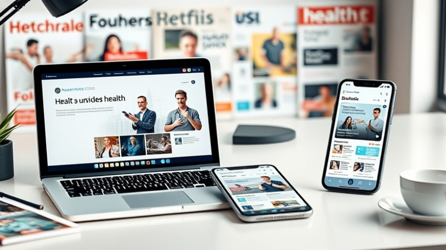 Digital devices displaying health content in modern workspace for alternative health care options in Muskegon.