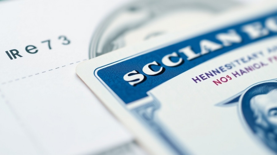 Apply for Social Security in Muskegon: Social security card with US bills.