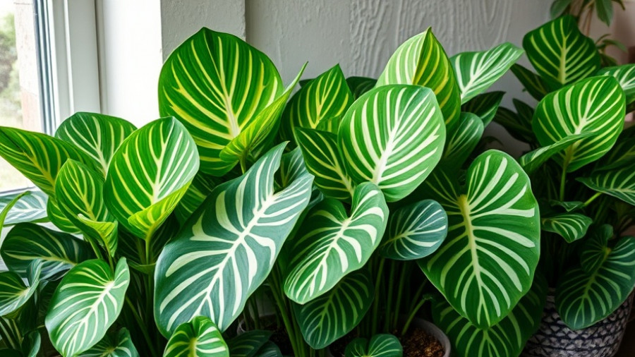 Indoor Alocasia varieties in decorative pots showcasing vibrant foliage.