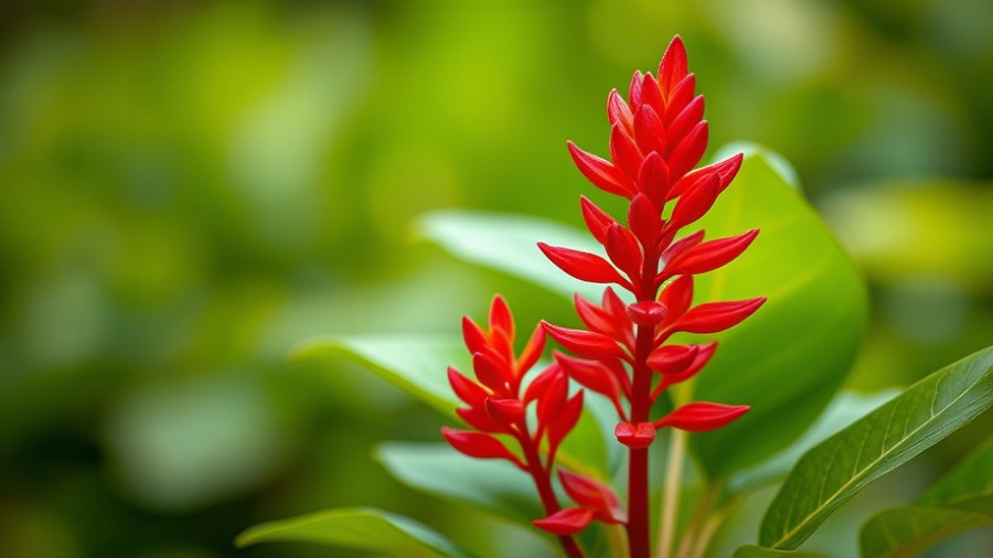Vibrant shampoo ginger plant against a blurred green background.