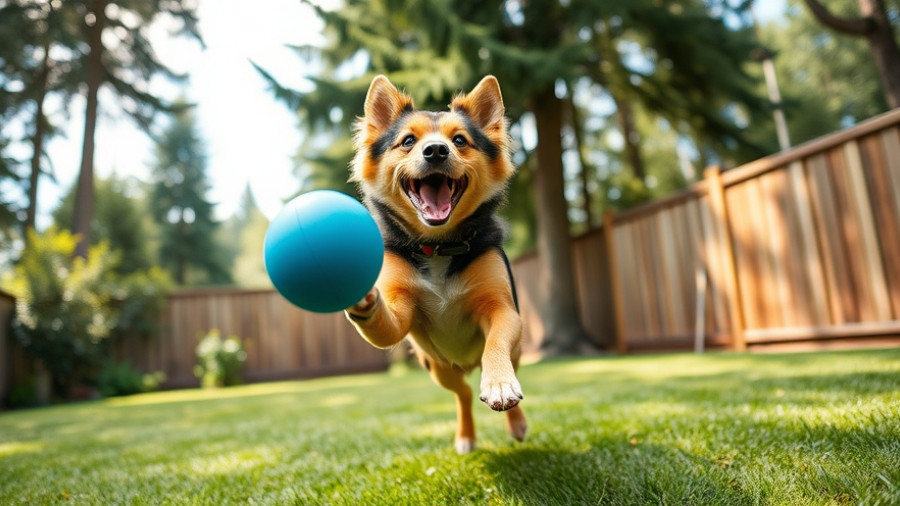 Energetic dog playing in backyard, symbolic of cognitive health in pets.