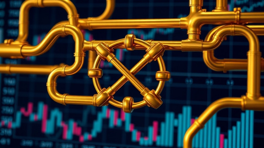 Golden pipes on stock chart representing Flowserve Investment Management.