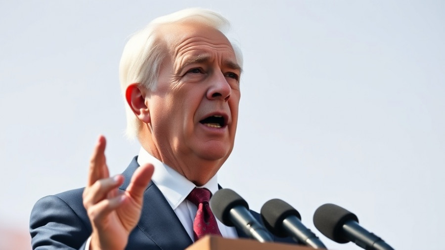 Older man giving speech on Medicare and Social Security warnings, outdoor setting.