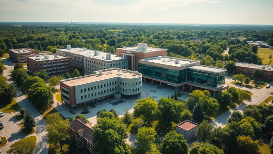 Aerial view of UVM Health Network emphasizing hospital expansion.