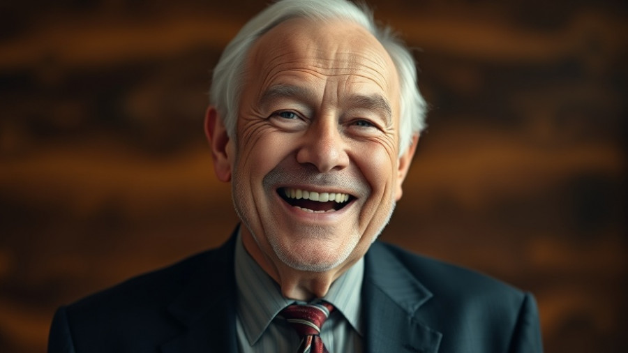 Cheerful older man smiling in close-up portrait.