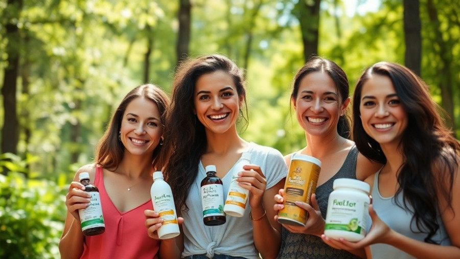 Women displaying alternative health care products in Muskegon forest