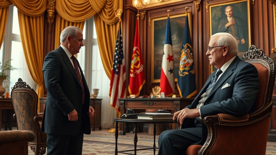 Official discussion in ornate office setting