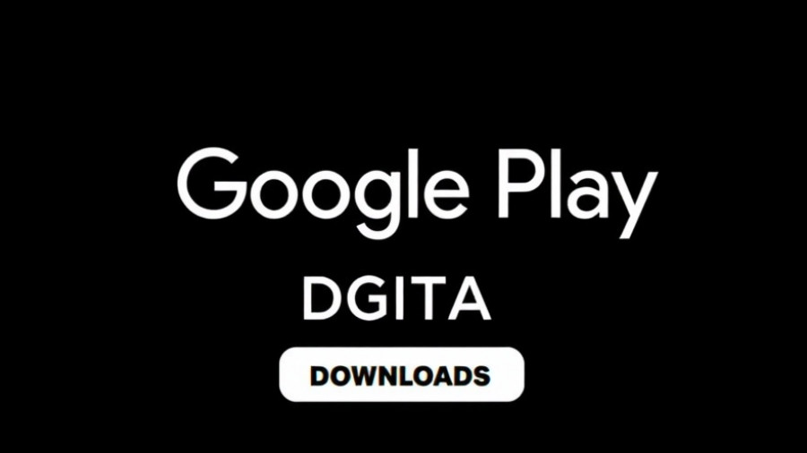 Google Play download icon on black background.