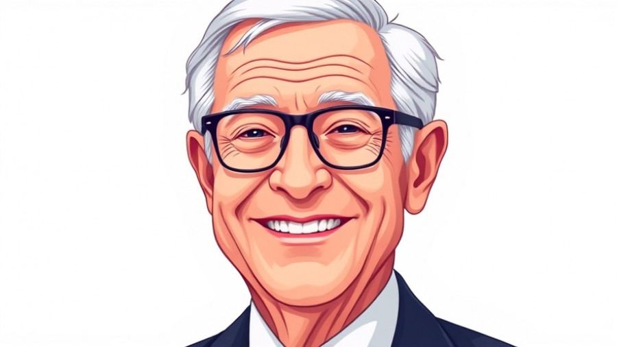 Colorful vector portrait of smiling older man in a suit for senior living population health.