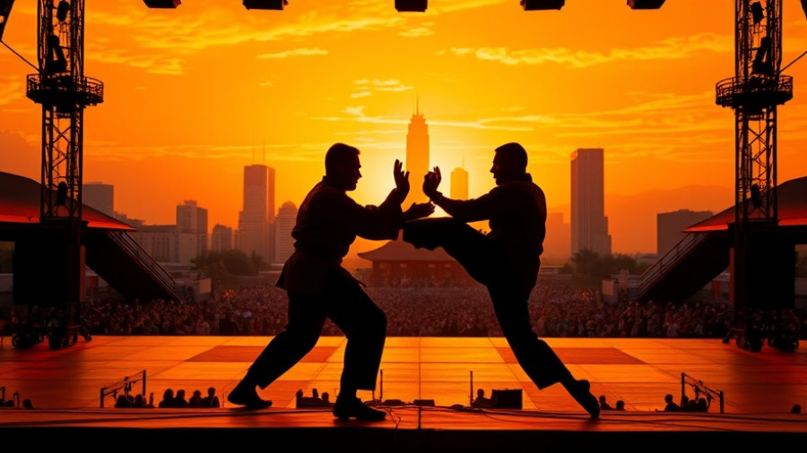Karate Kid musical UK premiere dramatic martial arts scene on stage.