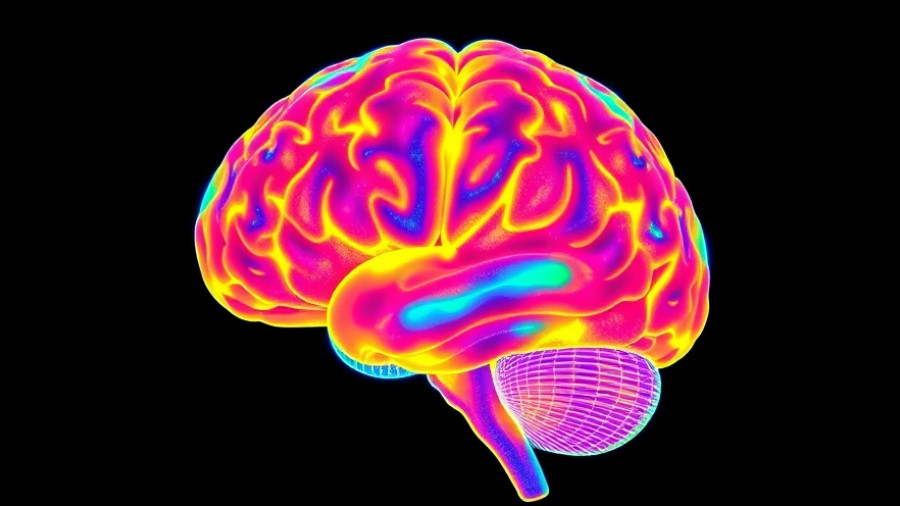 Colorful thermal brain scan illustrating disruptions in Alzheimer's disease.