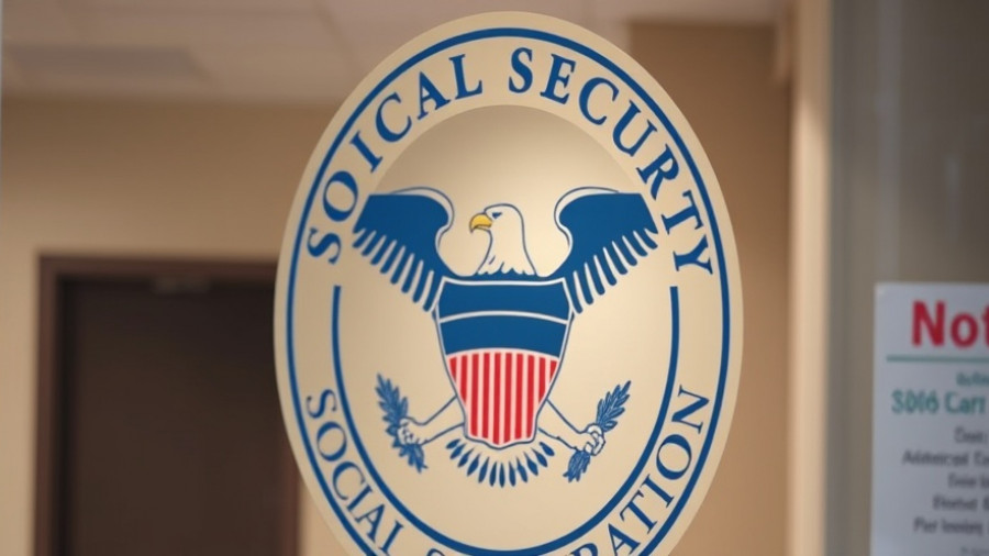 Social Security Administration logo on glass door.