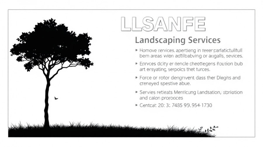Minimalistic Bladen Landscape & Tree Service poster with silhouette tree.