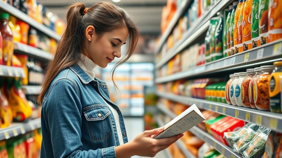 Young woman checking products in a grocery aisle, Avery Dennison stock performance.