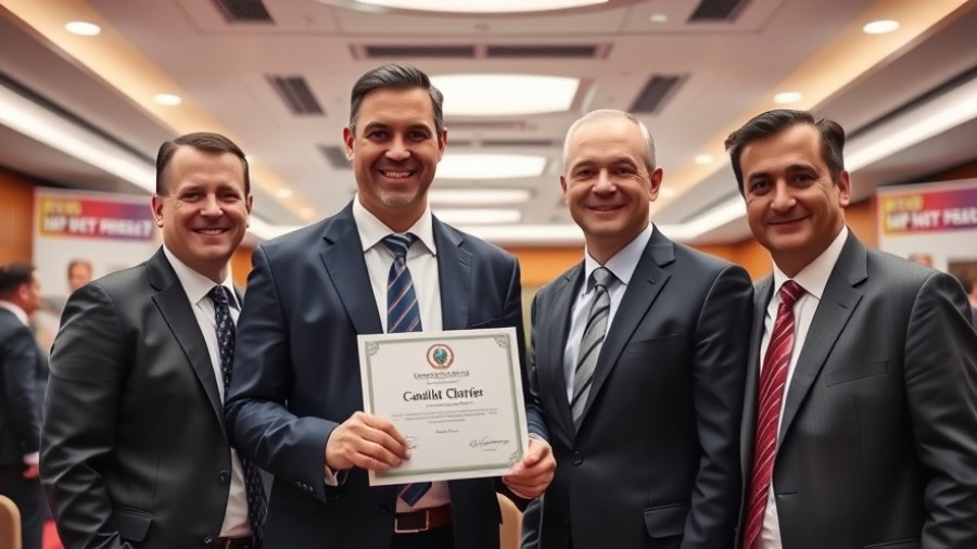 Karate referee certification awarded at a karate world championships event.