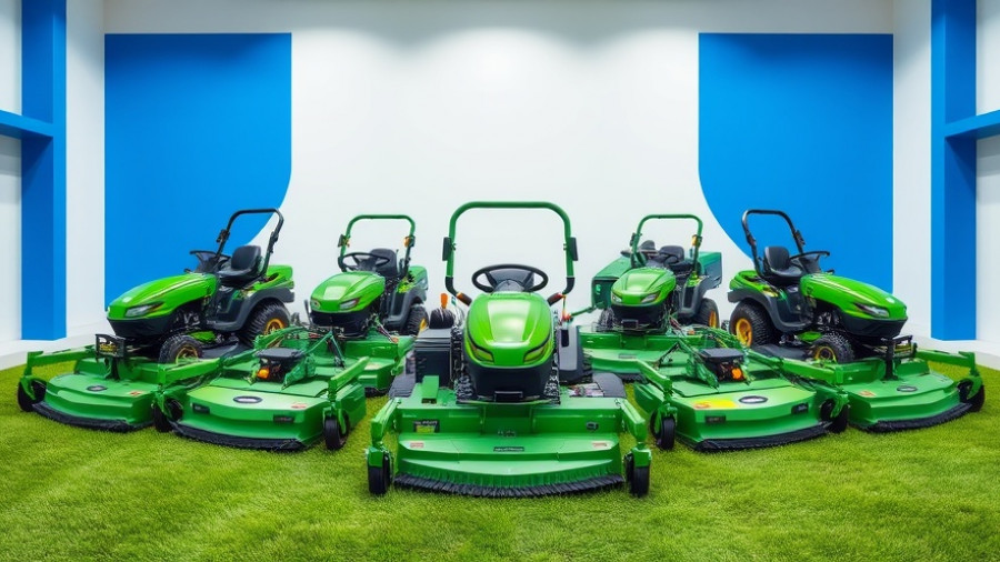 Turf care equipment market study presentation with machines.