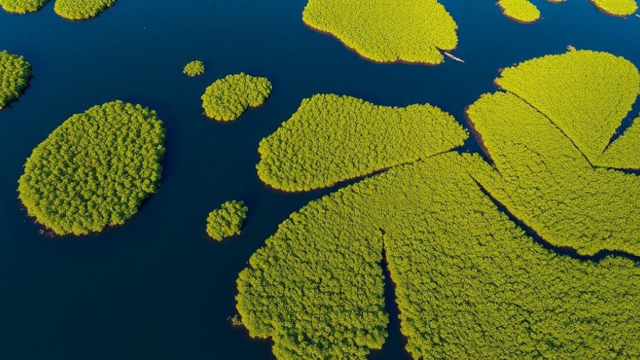 Aerial view of mangrove islands illustrating nature-based solutions for insurers.