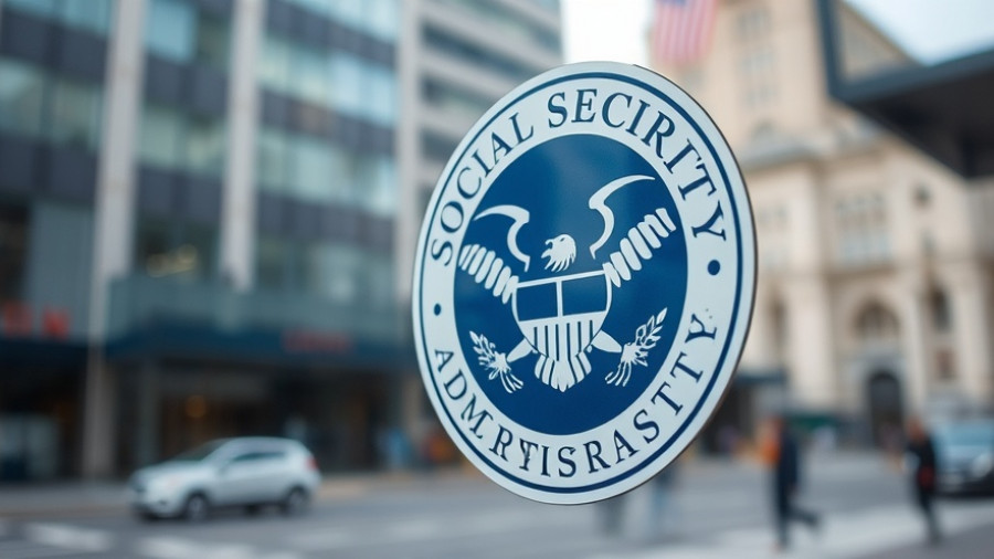 Social Security Administration emblem on glass, Social Security COLA increase prediction.