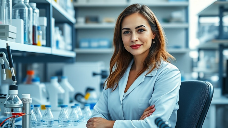 Female scientist in a lab, benefits of blood pressure drug for autism.