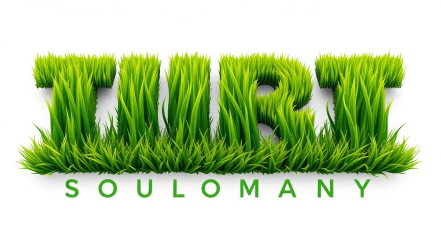 Green grass-themed logo for turf company on white background.