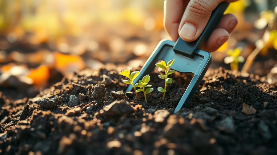 October garden composting tips: Hand turning compost in autumn garden.