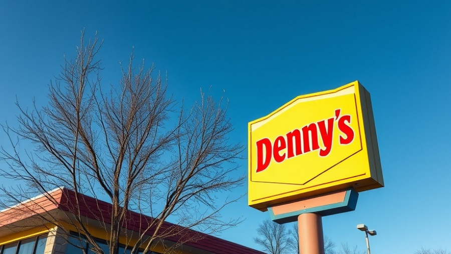Denny's sign highlighting senior restaurant discounts in Muskegon.