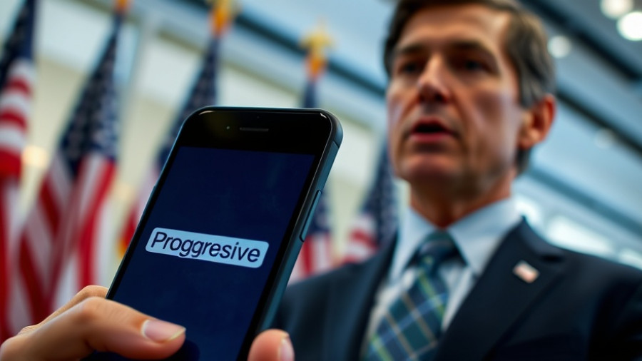 Smartphone with Progressive logo and speaker, Florida auto insurance refunds.