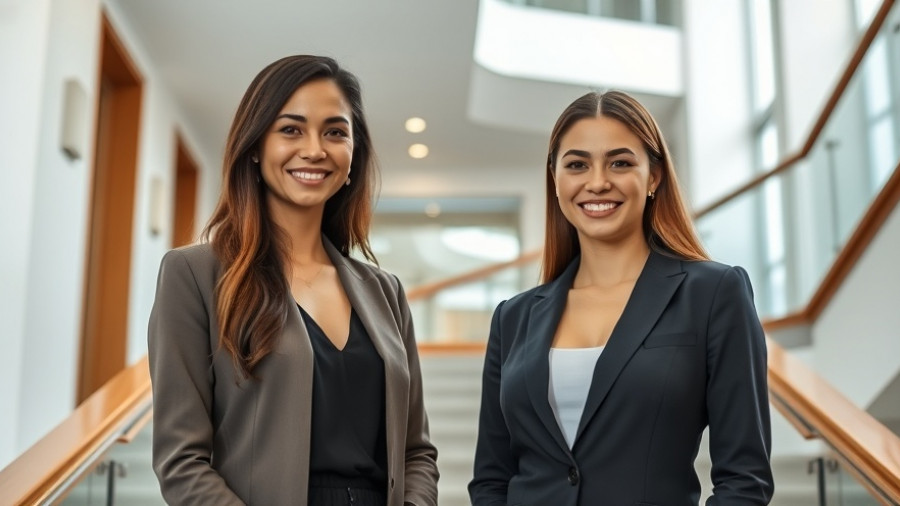 Two women in a staircase area, senior living in Southeast Missouri setting.