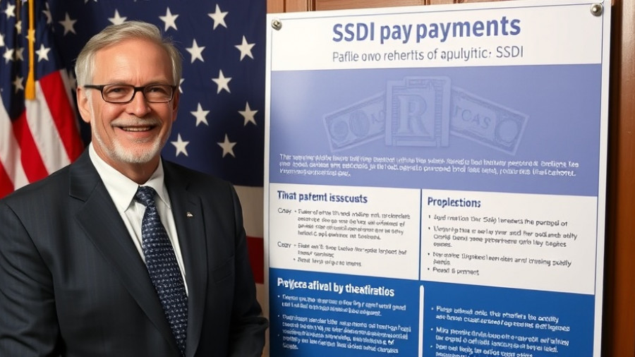 Smiling man with SSDI payments information in front of a flag.
