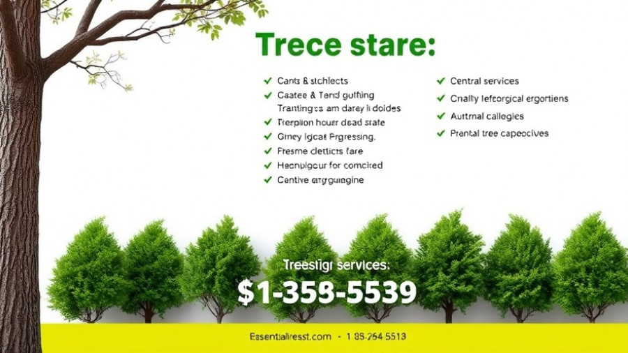 Tree Care Services advertisement showcasing contact details and services.