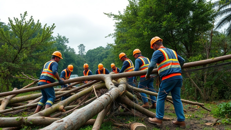 Workers implementing tree management strategies in Dunedin park.