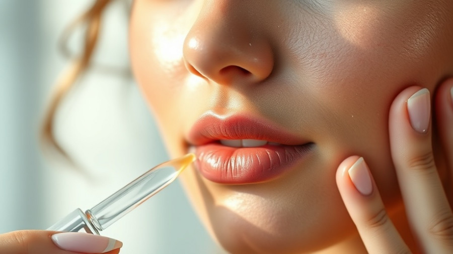 Close-up of glowing skin with exfoliating serum application using a pipette.