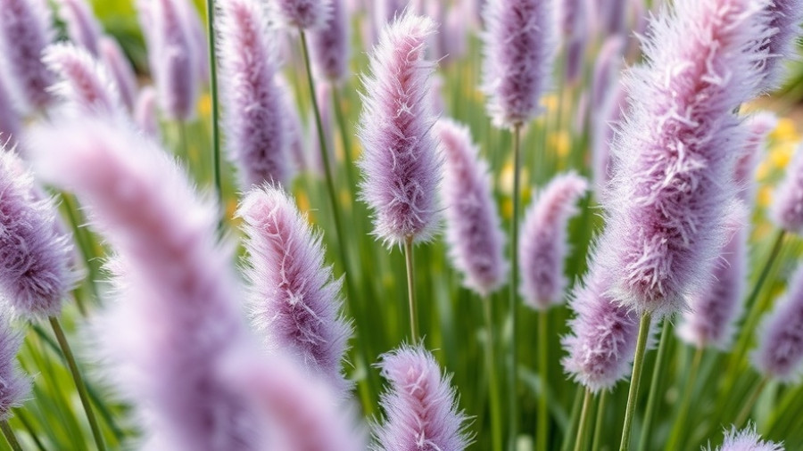 Close-up of overwinter purple fountain grass seed heads.