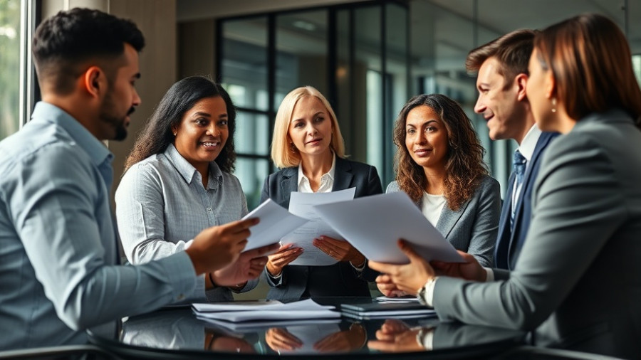 Business professionals discussing digital retirement planning services.