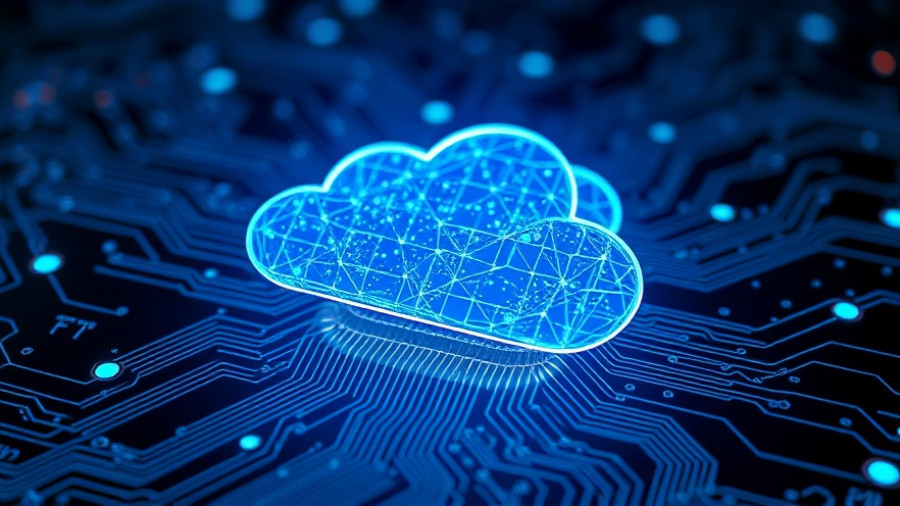 Futuristic digital cloud over circuit board symbolizing data, representing Applied Materials stock investment.